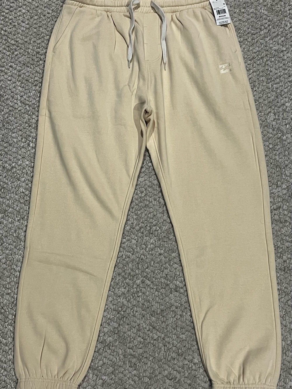 Billabong Beige Sweatpants Men’s Size Medium Embroidered Logo Fleece Sweatpants